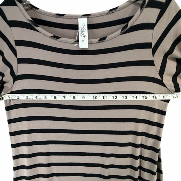 Yala T-Shirt Dress Womens M Beige Black Striped Bamboo Viscose Soft Comfort - Picture 5 of 14